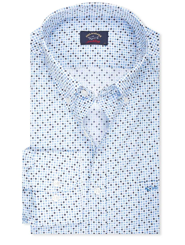 Modern Sophistication Dot With Buttondown Shirt White