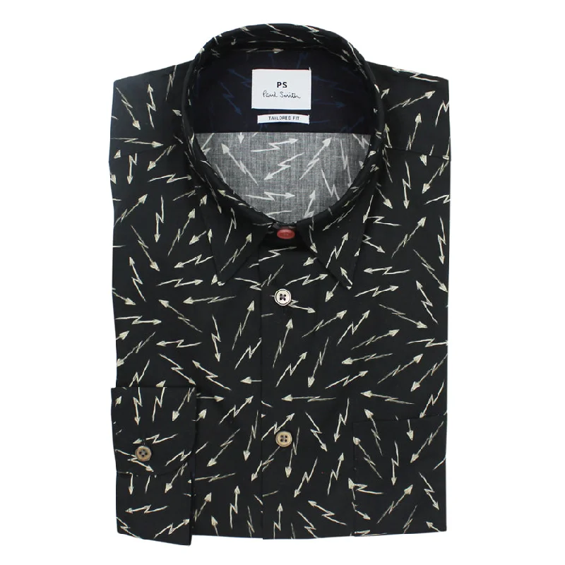 Relaxed Boho PS Paul Smith - Tailored Fit Arrow Print Shirt in Black