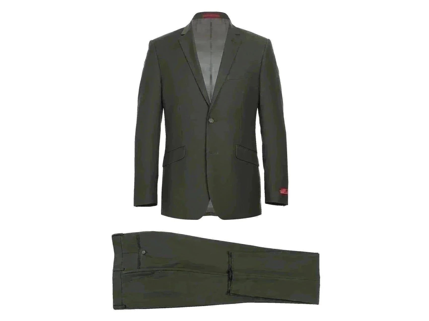Boho Streetwear Rainwater's Fine Tropical Weight Man Made Fabric Slim Fit Suit In Dark Olive Boho Streetwear Rainwater's Fine Tropical Weight Man Made Fabric Slim Fit Suit In Dark Olive