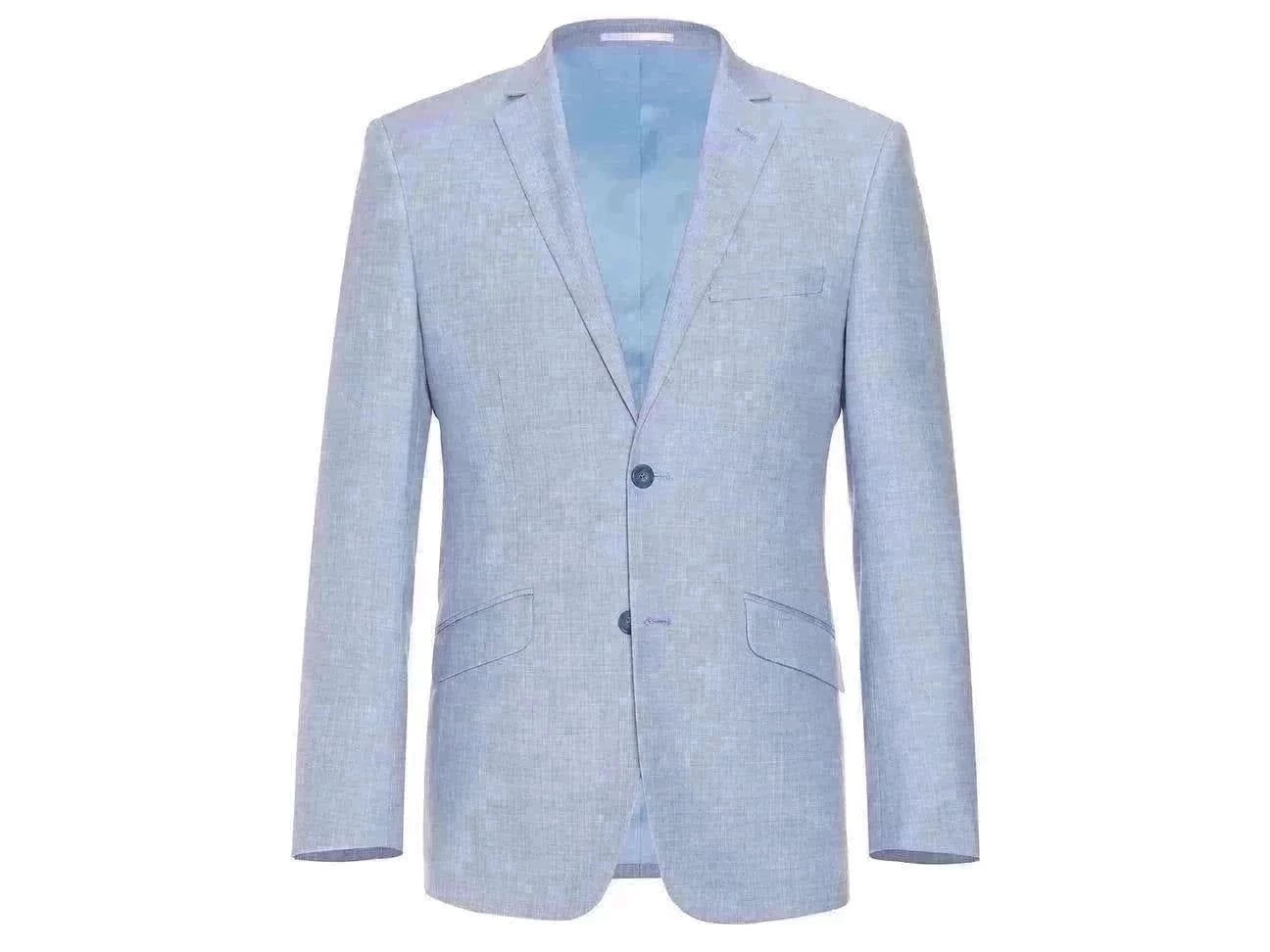 Clean Lines Rainwater's Fine Tropical Weight Man Made Fabric Slim Fit Suit In Light Blue Clean Lines Rainwater's Fine Tropical Weight Man Made Fabric Slim Fit Suit In Light Blue