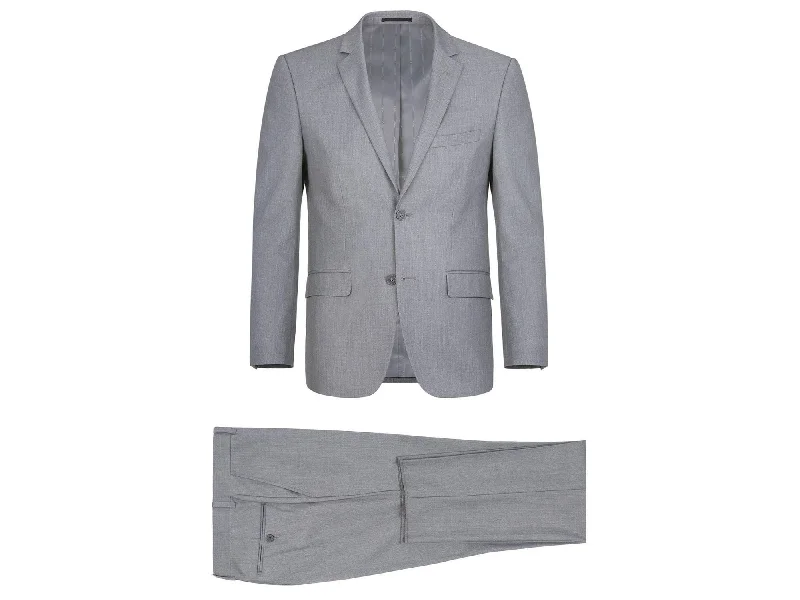 Soft Pastels Rainwater's Fine Tropical Weight Man Made Fabric Slim Fit Suit In Light Grey Soft Pastels Rainwater's Fine Tropical Weight Man Made Fabric Slim Fit Suit In Light Grey