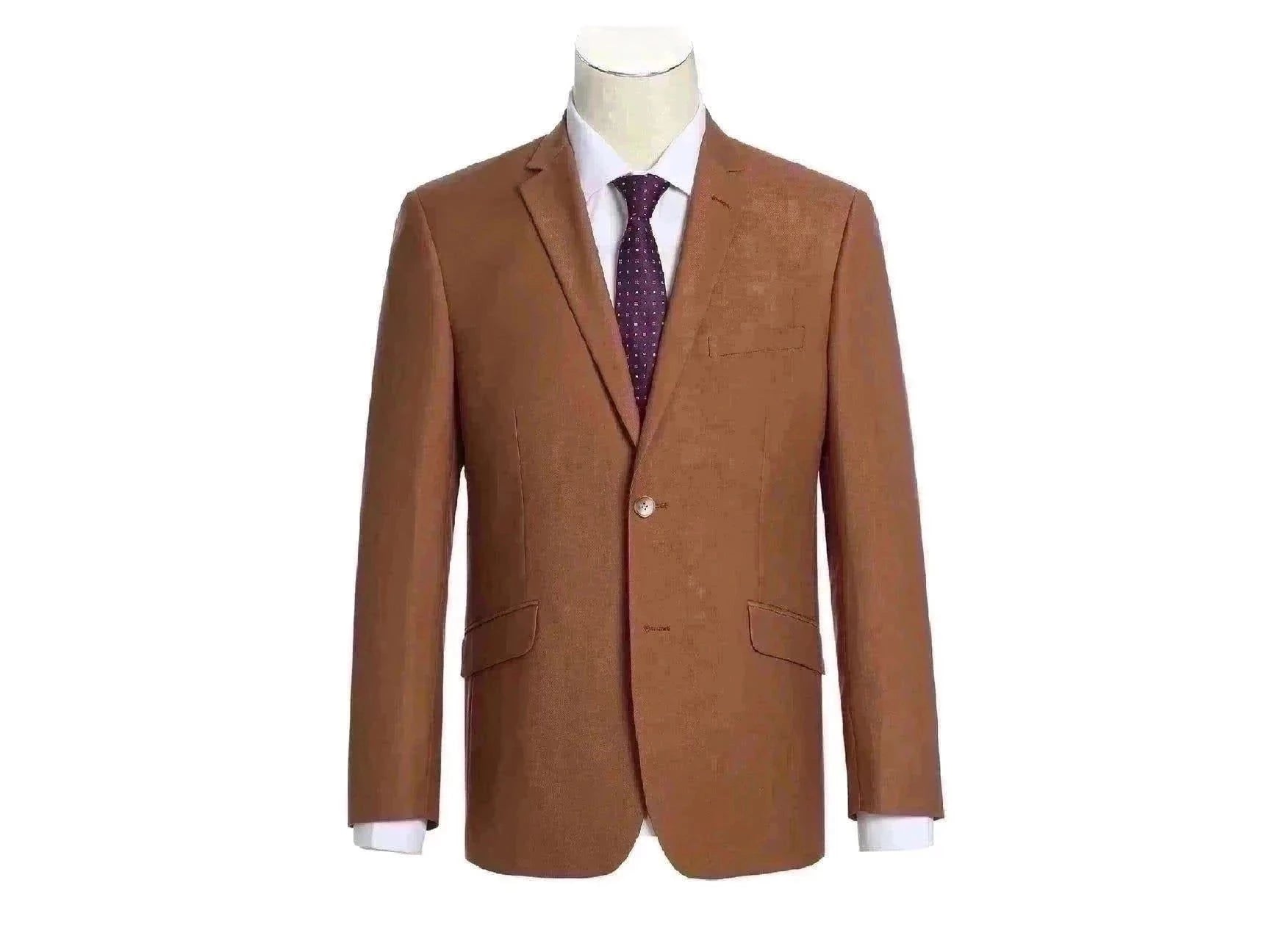 Everyday Wear Rainwater's Fine Tropical Weight Man Made Fabric Slim Fit Suit In Caramel Everyday Wear Rainwater's Fine Tropical Weight Man Made Fabric Slim Fit Suit In Caramel