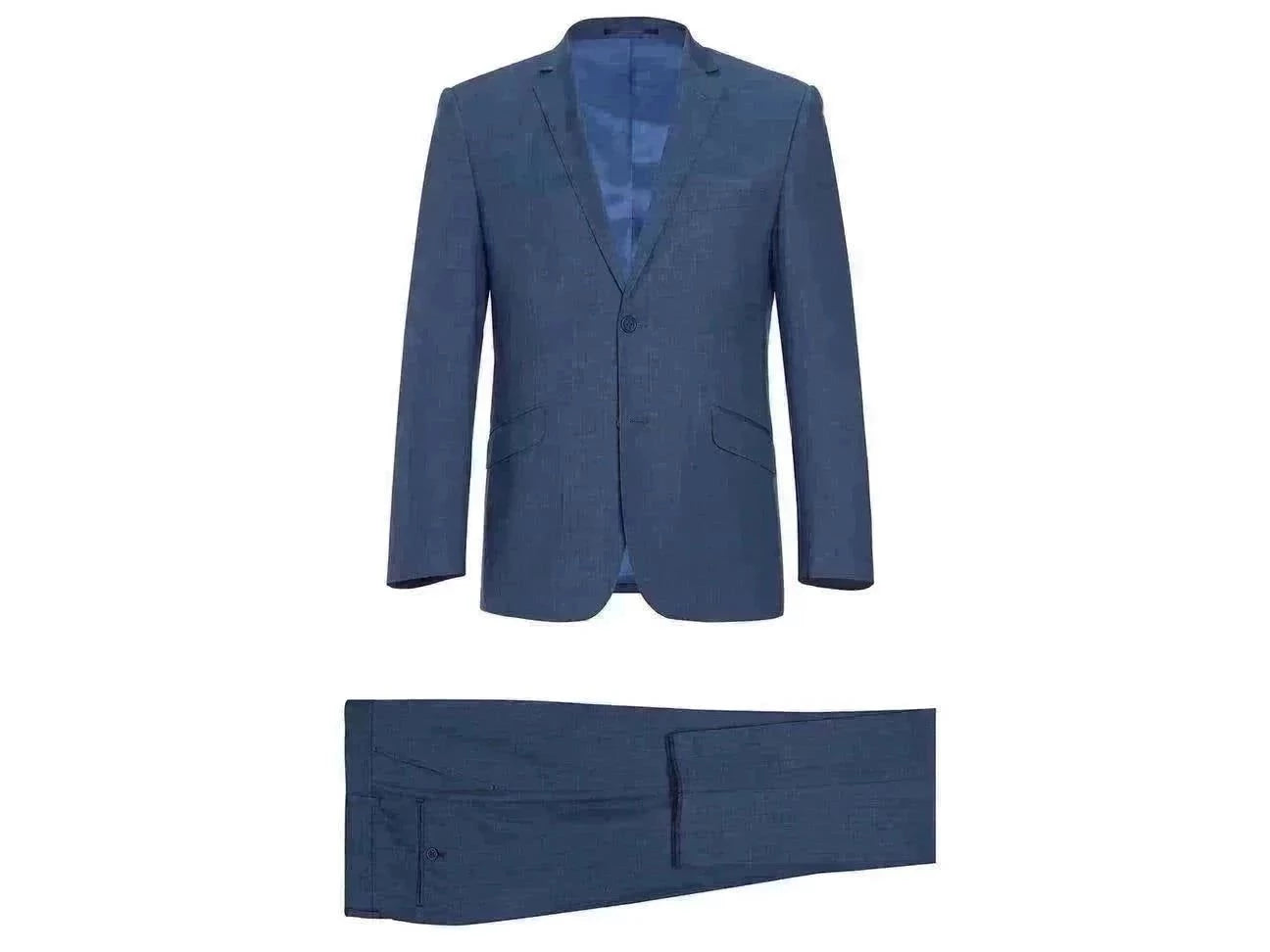 Hip-Hop Style Rainwater's Luxury Collection Wool Slim Fit Suit In French Blue