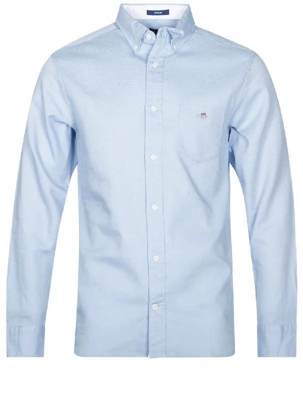 Contemporary Streetwear Regular Honeycomb Texture Weave Shirt Muted Blue