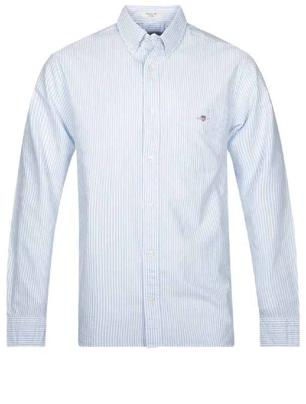 Timeless Fashion Regular Fit Oxford Banker Stripe Shirt Light Blue