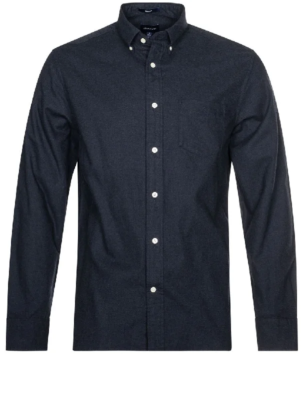 Vintage Tailoring Regular Fit Flannel Melange Shirt Evening Blue
