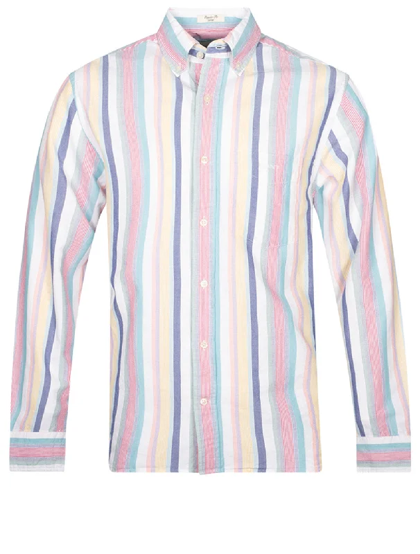 Minimalist Aesthetic Regular Oxford Multi Stripe Shirt Multicolor