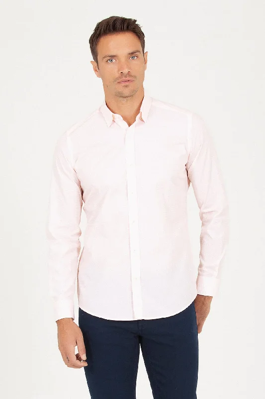 Casual Chic Regular Fit Printed Cotton Salmon Casual Shirt