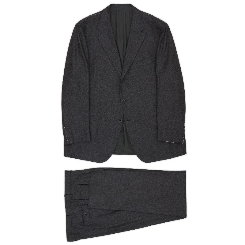 Futuristic Fashion Sartoria CESARE ATTOLINI Napoli Handmade Gray Super 110's Suit 62 NEW US 52