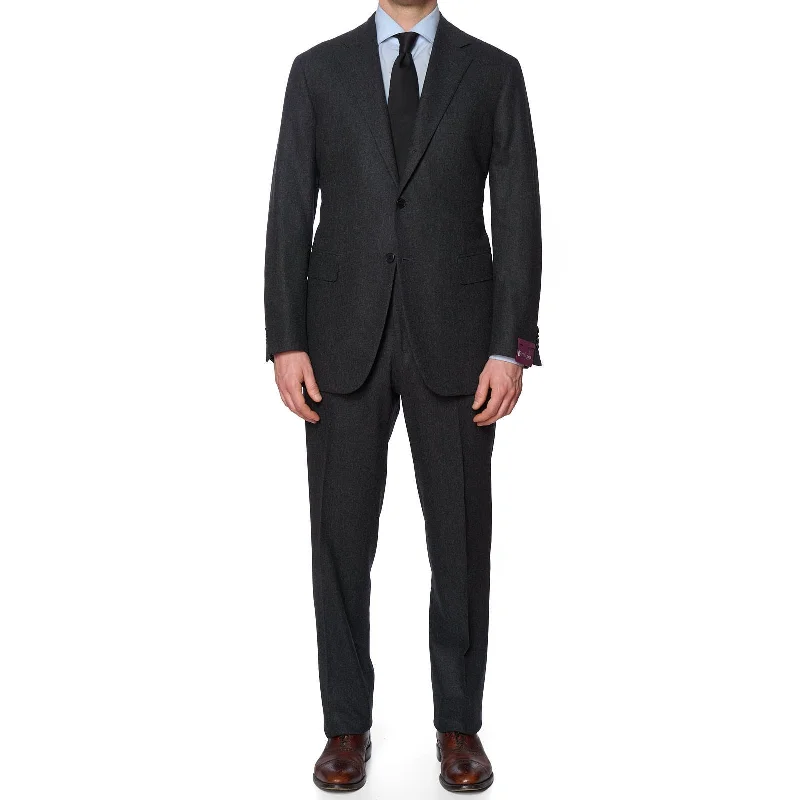 Classic Chic SARTORIA PARTENOPEA Charcoal Flannel S. 100's Handmade Suit EU 54 NEW US 42 44 Classic Chic SARTORIA PARTENOPEA Charcoal Flannel S. 100's Handmade Suit EU 54 NEW US 42 44