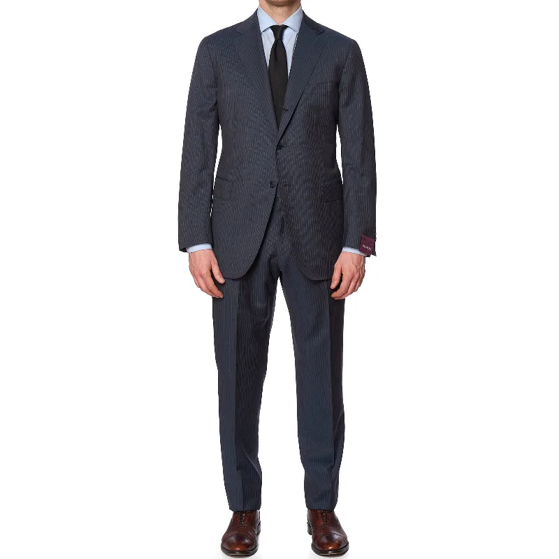 Monochrome Streetwear SARTORIA PARTENOPEA for VANNUCCI Blue Striped Wool Handmade Suit EU 54 NEW US 42-44 Monochrome Streetwear SARTORIA PARTENOPEA for VANNUCCI Blue Striped Wool Handmade Suit EU 54 NEW US 42-44