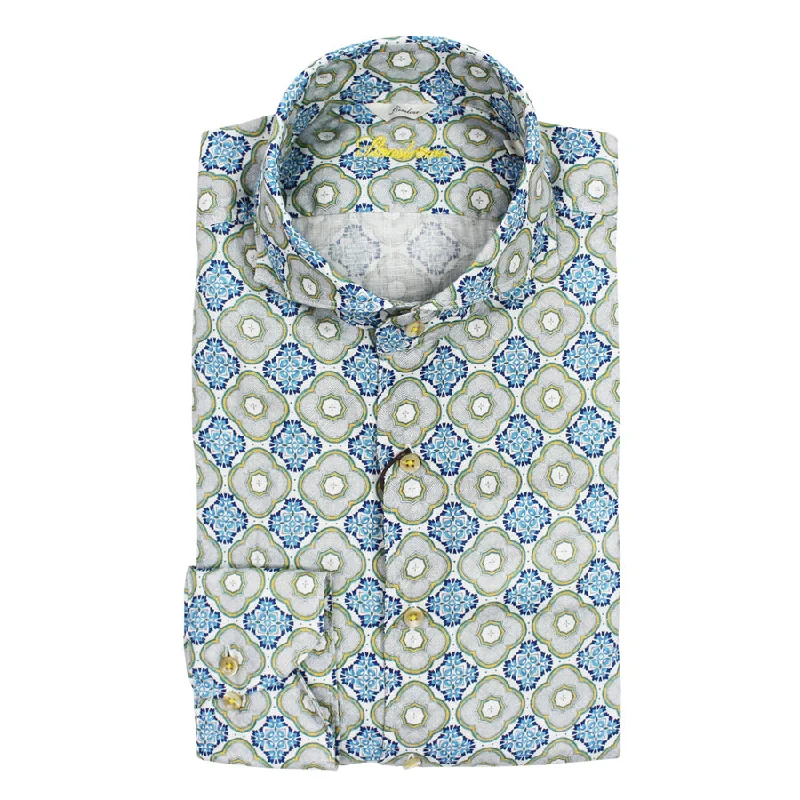 Fashionable Basics Stenstroms - Sicilian Tiles Casual Slimline Linen Shirt