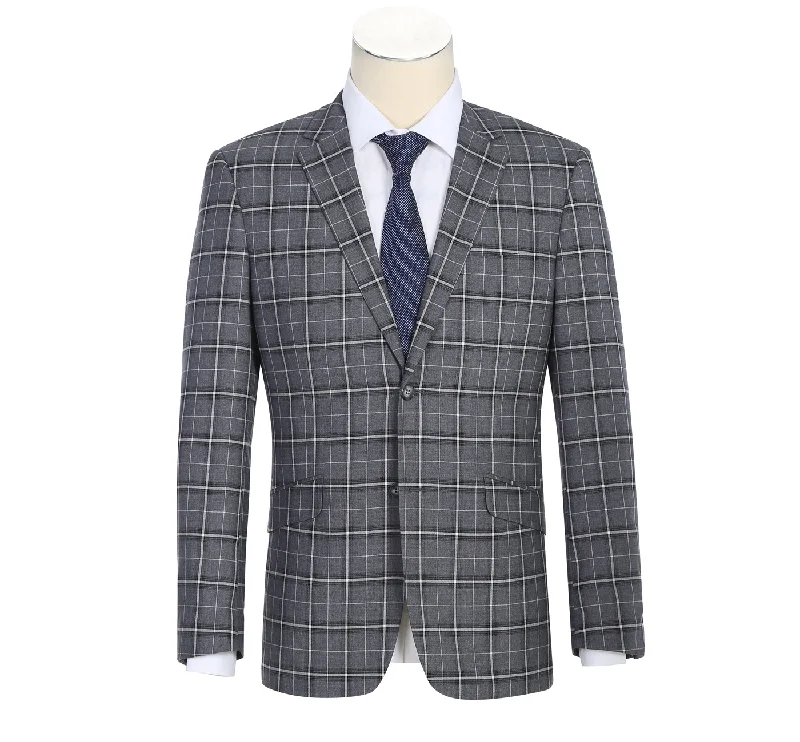 Vintage Essentials Stretch Performance 2-Button CLASSIC FIT Suit in Grey and White Check (Short, Regular, and Long Available) by Renoir Vintage Essentials Stretch Performance 2-Button CLASSIC FIT Suit in Grey and White Check (Short, Regular, and Long Available) by Renoir