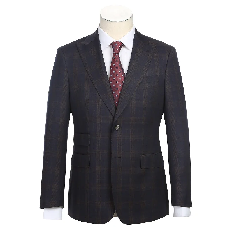 Punk Fashion Stretch Performance Double Breasted SLIM FIT Suit in Brown with Navy Check by English Laundry Punk Fashion Stretch Performance Double Breasted SLIM FIT Suit in Brown with Navy Check by English Laundry