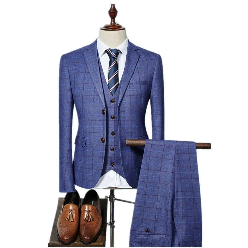 Simplistic Fashion Suit Men's High quality Mens Suits Grid Stripe Suit Slim Fit Suit Simplistic Fashion Suit Men's High quality Mens Suits Grid Stripe Suit Slim Fit Suit