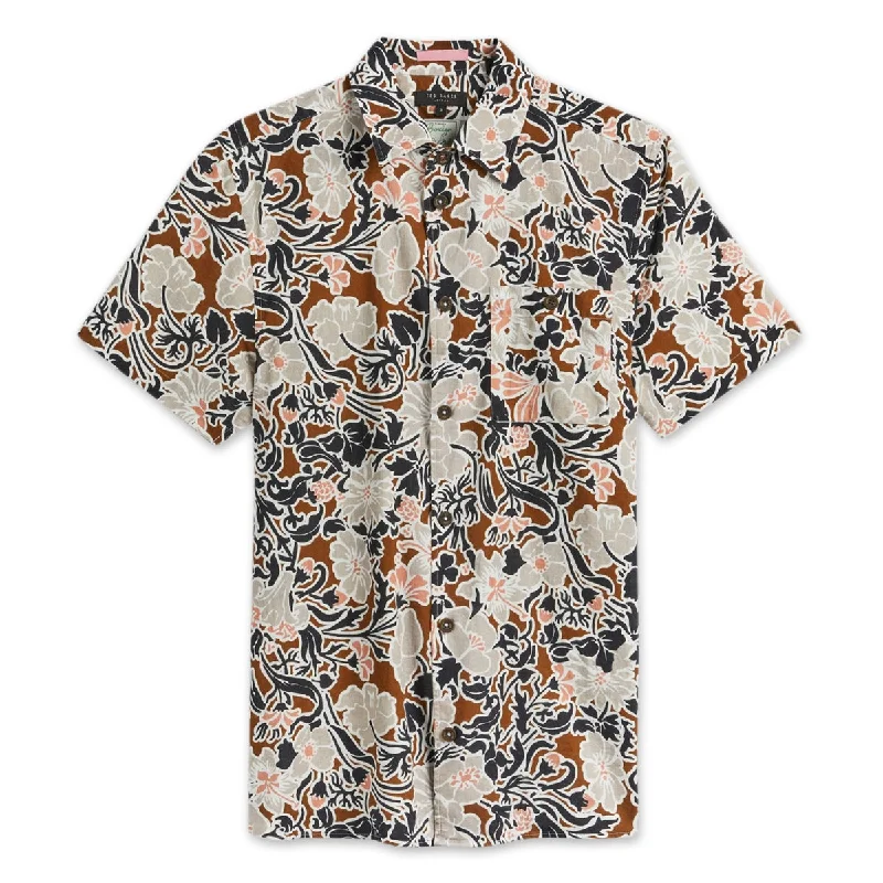 Denim on Denim Ted Baker - SITCOM SS Floral Shirt in Brown