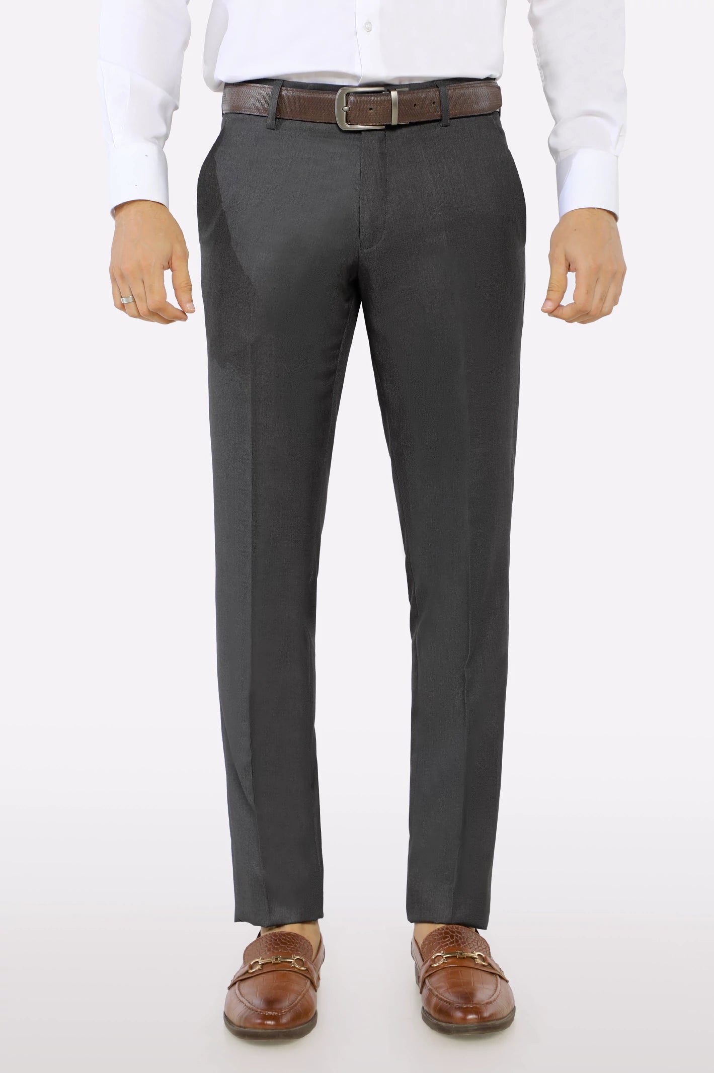 Relaxed Elegance Dark Grey Slim Ft Formal Trouser