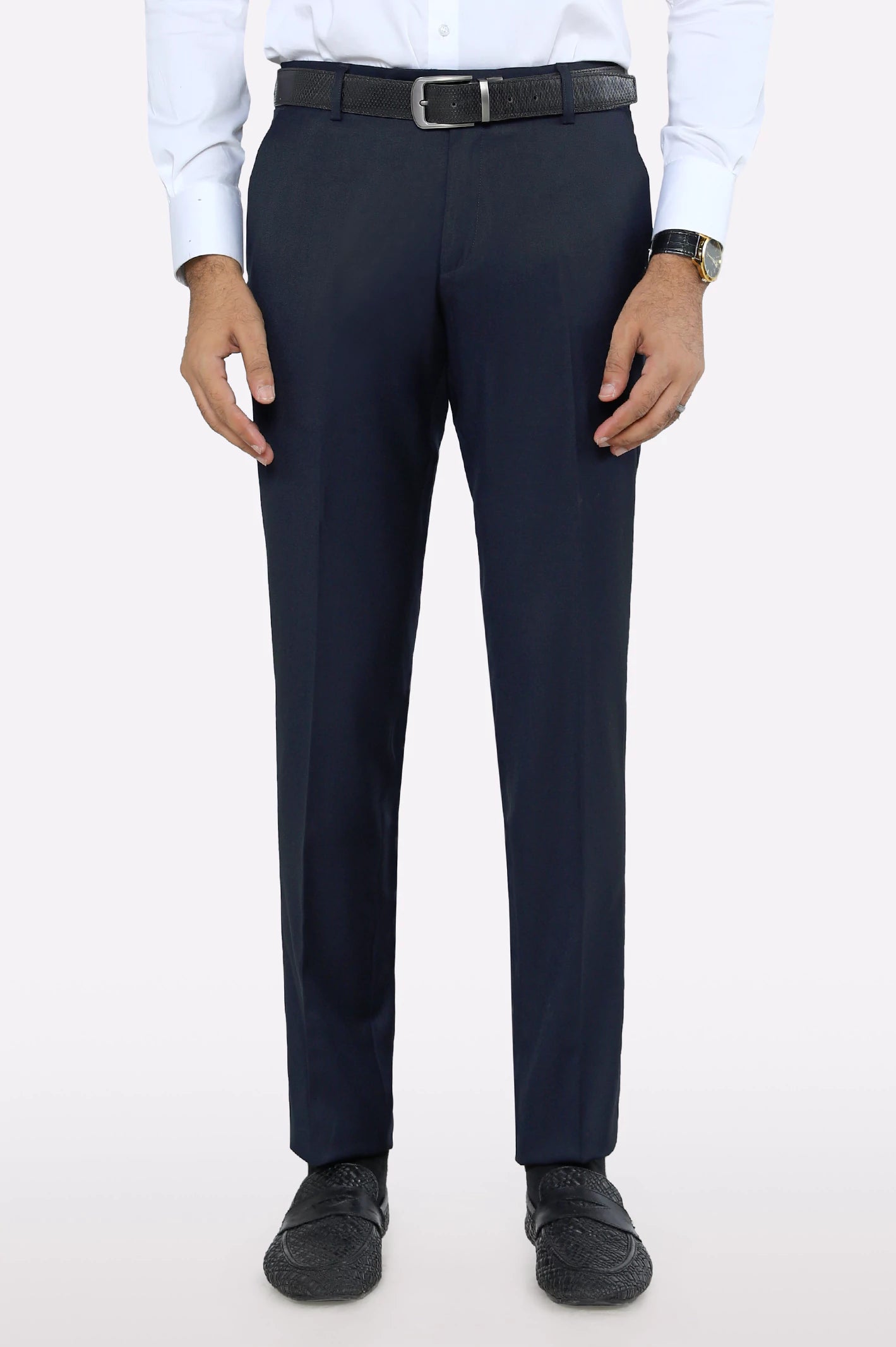 Streetwear Luxe Navy Blue Slim Ft Formal Trouser