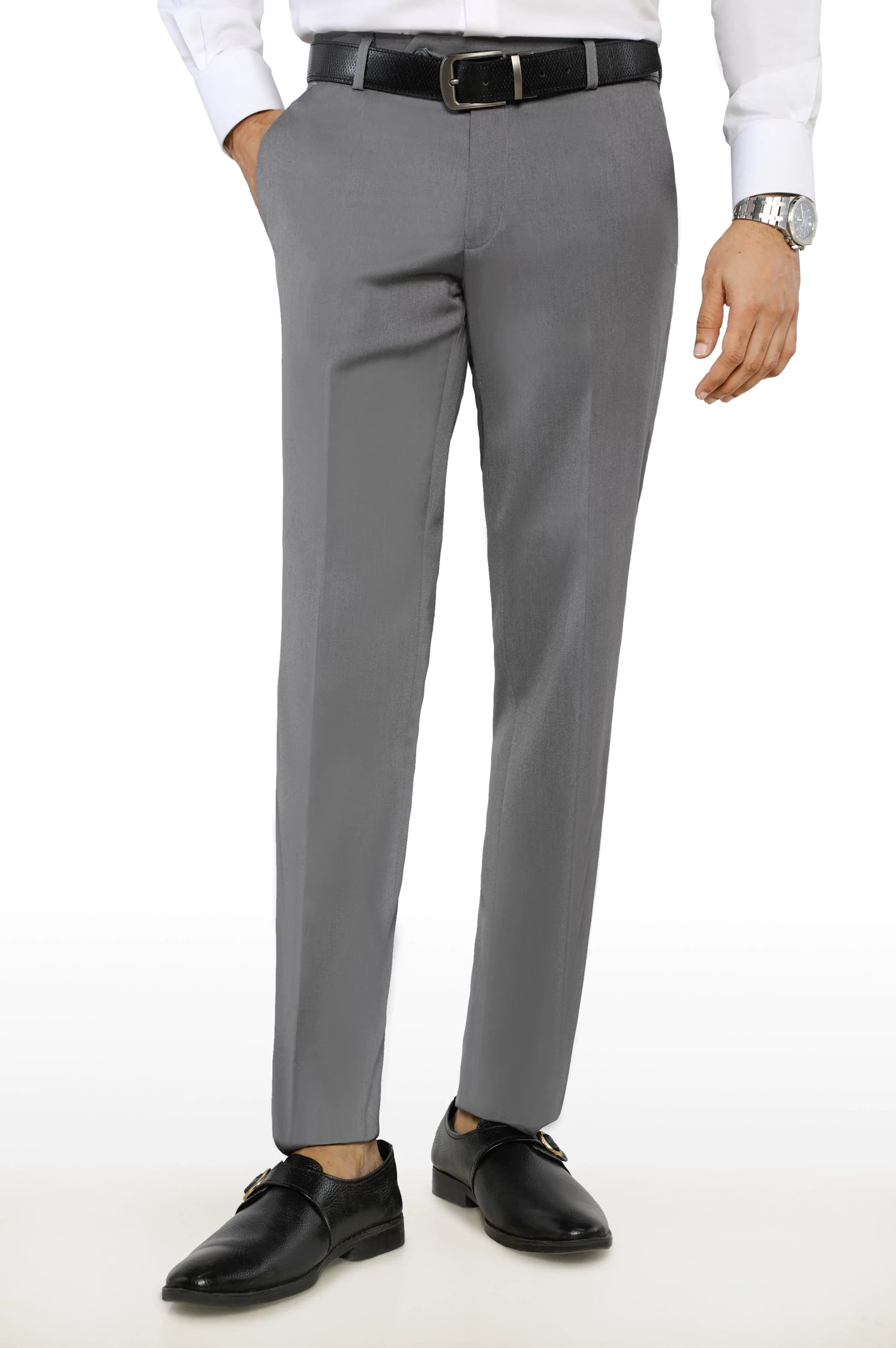 Futuristic Minimalism Light Grey Smart Fit Formal Trouser