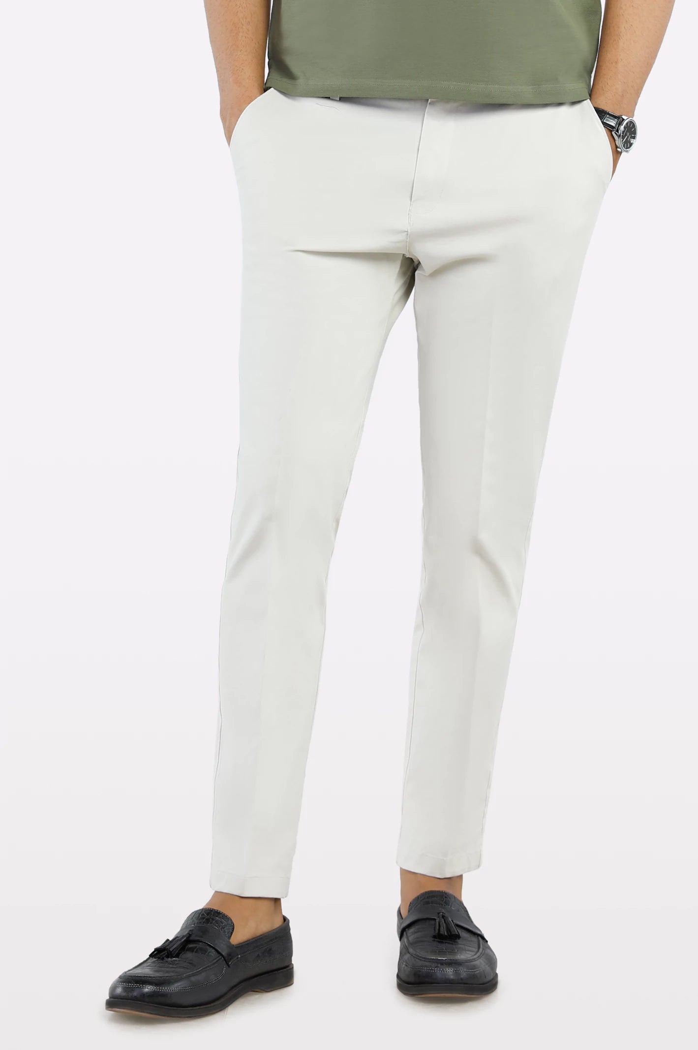 Rugged Streetwear Off White Regular Fit Cotton Trouser