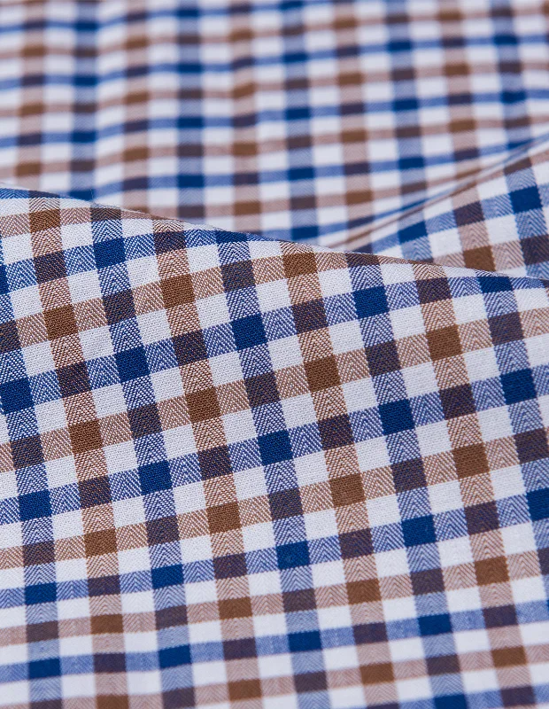 Retro Aesthetic Brown and Ultramarine Tattersall