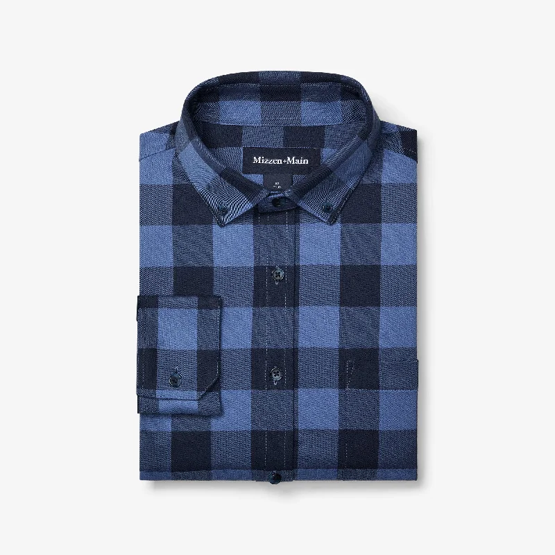 Athleisure Wear Denim Blue Buffalo Plaid