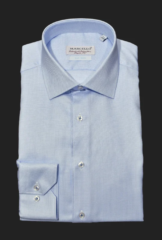 Tailored Fit DS100B Blue Fine Piquet Dress Shirt