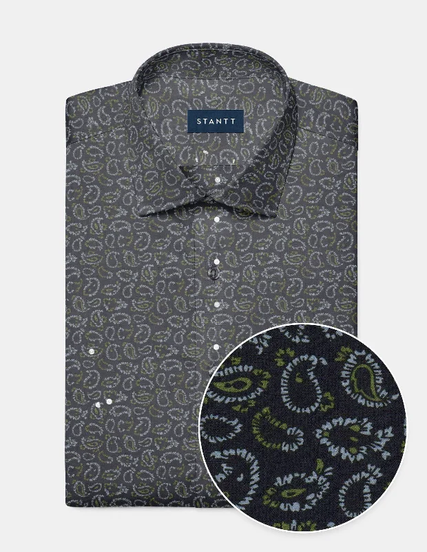 Timeless Elegance Ice Blue on Navy Fancy Paisley Print