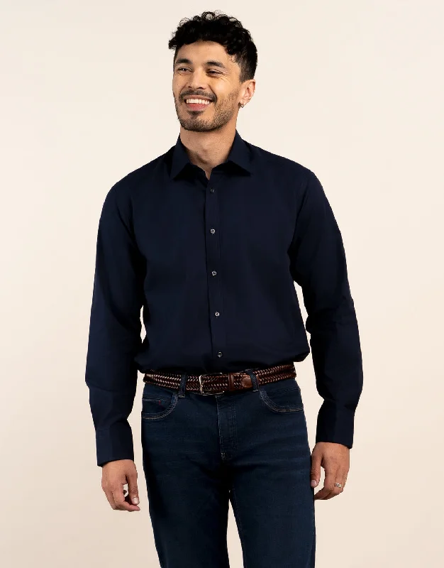 Chic Streetwear London Navy Plain Poplin Shirt