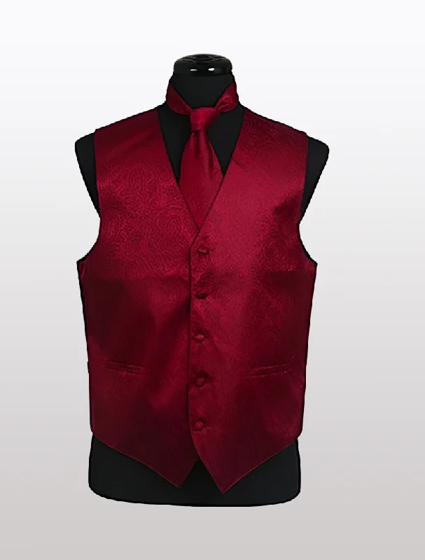 Denim on Denim Men's Paisley Burgundy Tuxedo Vest