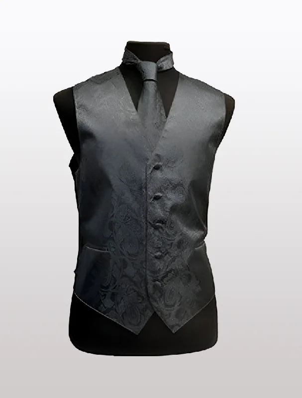 Everyday Wear Men's Paisley Charcoal Tuxedo Vest