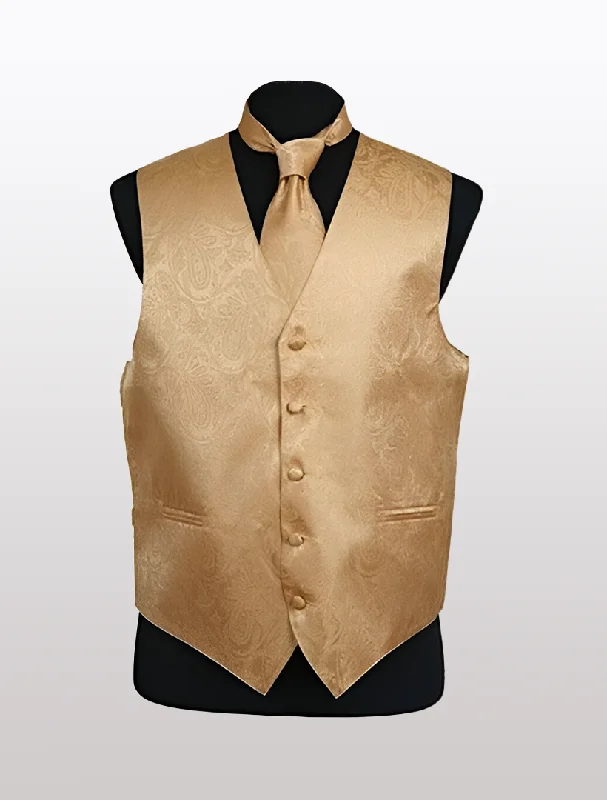 Monotone Outfit Men's Paisley Gold Tuxedo Vest