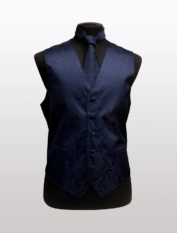 Vintage Chic Men's Paisley Navy Tuxedo Vest