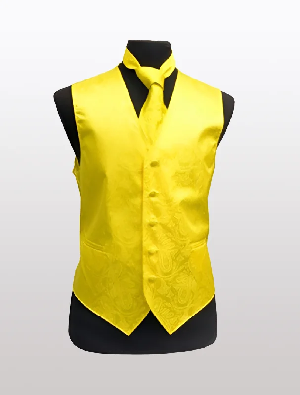 Harajuku Fashion Men's Paisley Yellow Tuxedo Vest