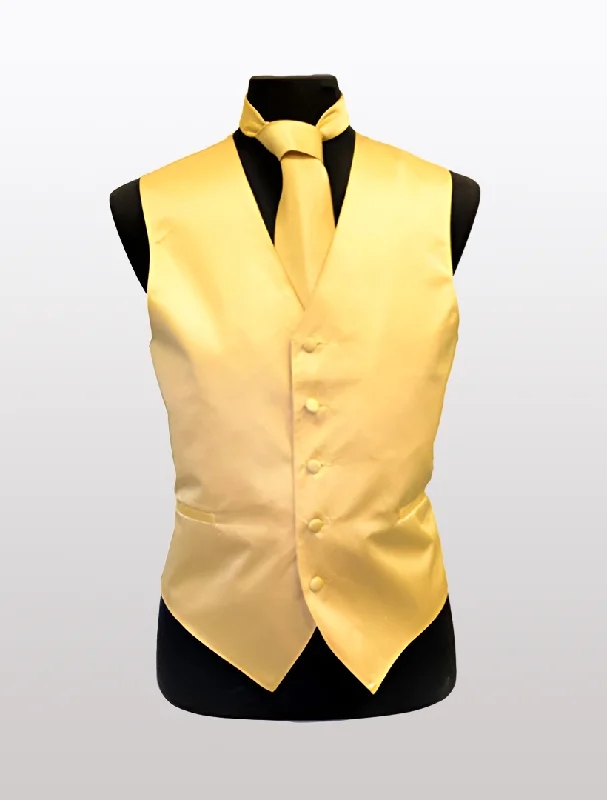 Relaxed Aesthetic Men's Solid Satin Gold Tuxedo Vest