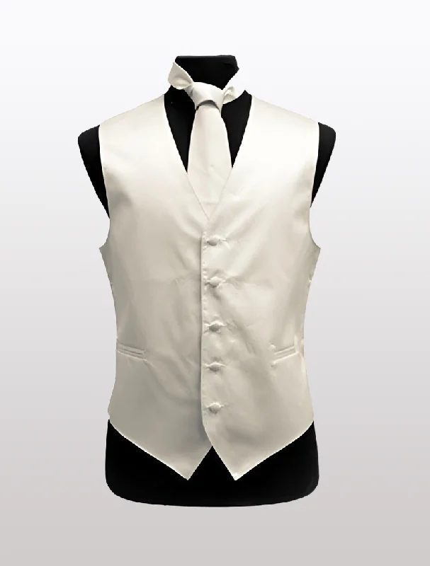 Alternative Fashion Men's Solid Satin Ivory Tuxedo Vest