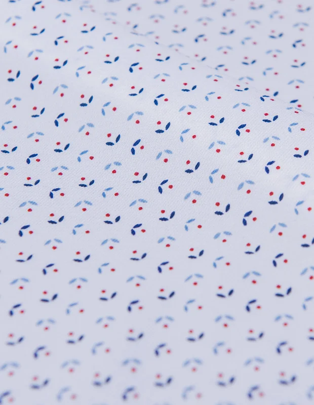 Soft Aesthetic Performance Twill - Blue and Red Abstract Petal Print