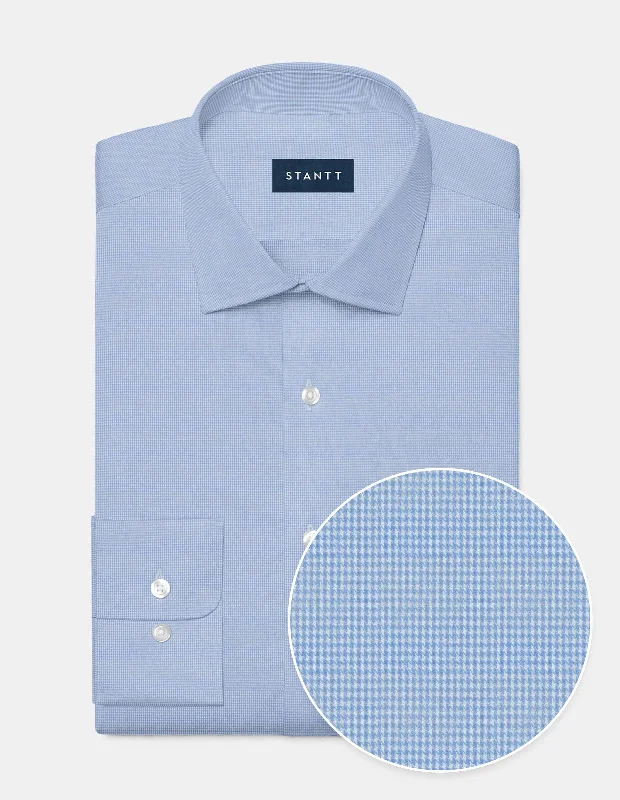 Preppy Outfit Performance Twill - Light Blue Houndstooth