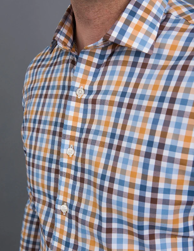 Vintage Boho Performance Twill - Navy and Camel Multi Tattersall