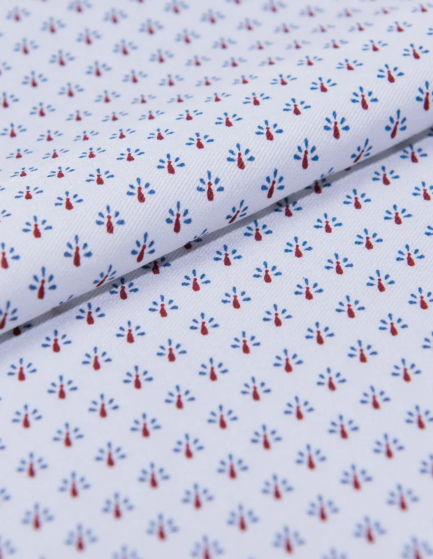 Skateboard Style Performance Twill - Ruby and Navy Abstract Peacock Print