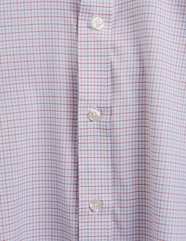 Minimal Chic Performance Twill - Tangerine and Cornflower Blue Tattersall