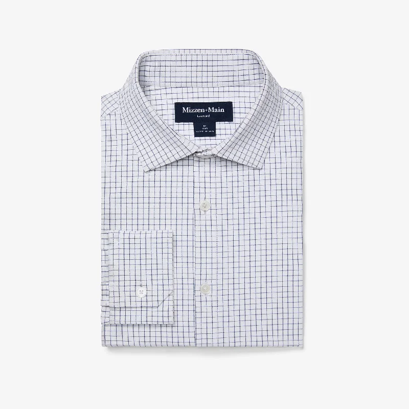 Chic Minimalist White Navy Mini Grid